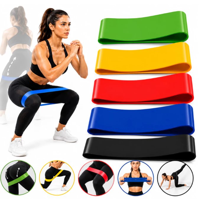 Faixas Elásticas De Resistência Kit 5 Para Treino Academia Yoga Pilates